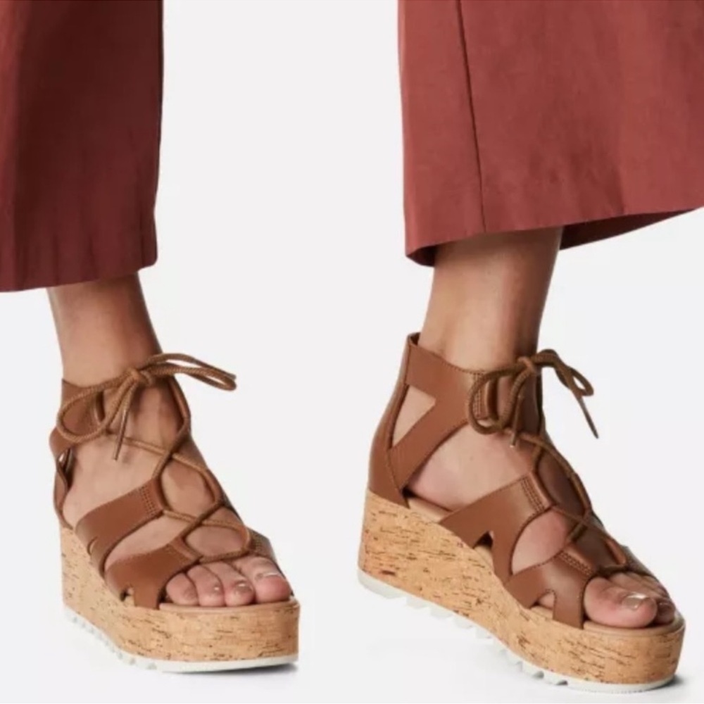 Sorel Tan Wedge Sandals - Picture 2 of 14